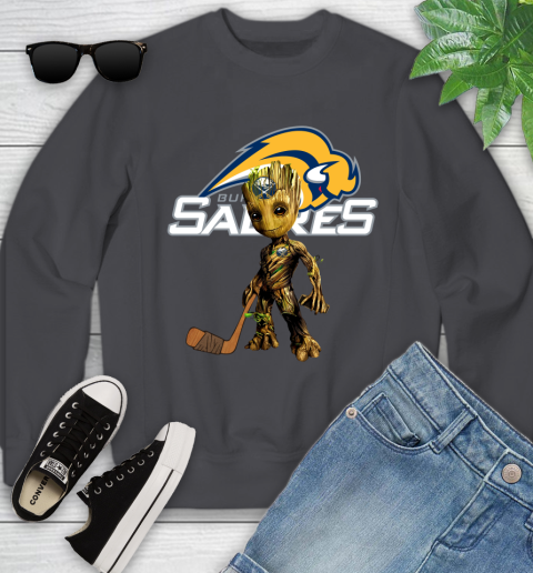 Buffalo Sabres NHL Hockey Groot Marvel Guardians Of The Galaxy Youth Sweatshirt 6