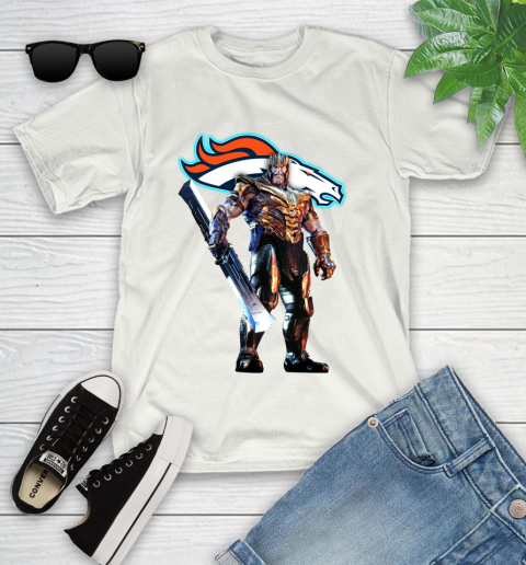 NFL Thanos Gauntlet Avengers Endgame Football Denver Broncos Youth T-Shirt