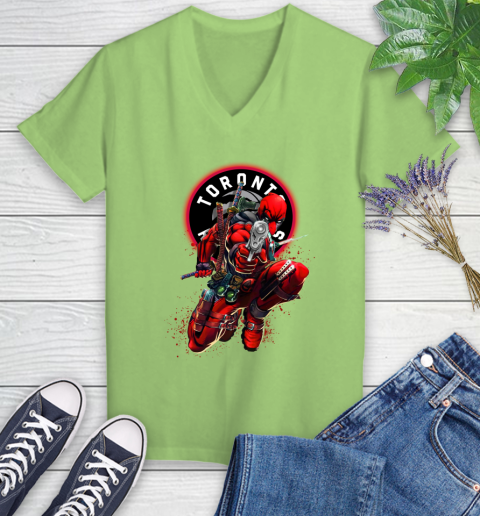 NBA Deadpool Marvel Comics Sports Basketball Toronto Raptors Women's V-Neck T-Shirt 11