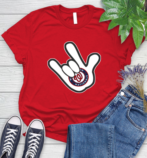 Washington Nationals MLB Baseball Mickey Rock Hand Disney Women's T-Shirt 9