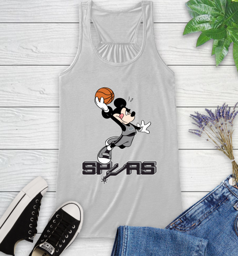 NBA Basketball San Antonio Spurs Cheerful Mickey Mouse Shirt Racerback Tank - Image 3