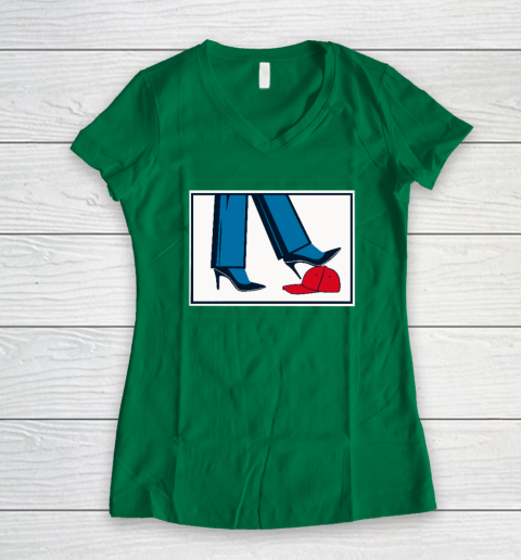 Kamala Harris Heels Stepping On Maga Hat Women's V-Neck T-Shirt 3