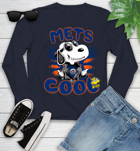 MLB Baseball New York Mets Cool Snoopy Shirt Youth Long Sleeve 2