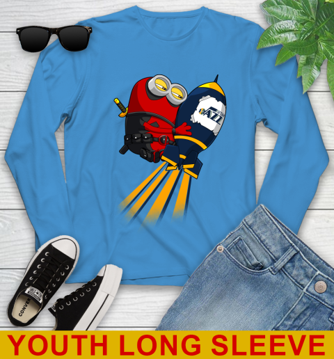 NBA Basketball Utah Jazz Deadpool Minion Marvel Shirt Youth Long Sleeve 8