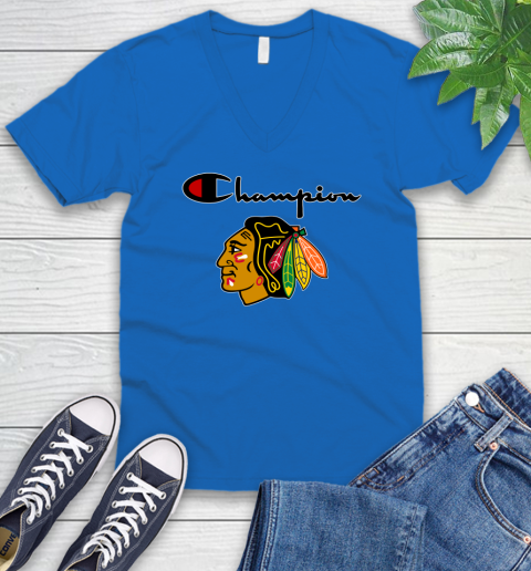 NHL Hockey Chicago Blackhawks Champion Shirt V-Neck T-Shirt 3