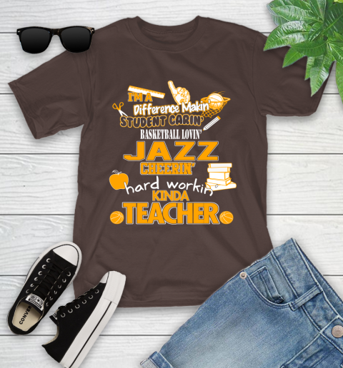Utah Jazz NBA I'm A Difference Making Student Caring Basketball Loving Kinda Teacher Youth T-Shirt 7