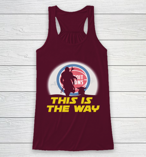 Detroit Pistons NBA Basketball Star Wars Yoda And Mandalorian This Is The Way Racerback Tank 2