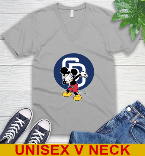 San Diego Padres MLB Baseball Dabbing Mickey Disney Sports V-Neck T-Shirt 4