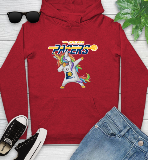 Indiana Pacers NBA Basketball Funny Unicorn Dabbing Sports Youth Hoodie 11