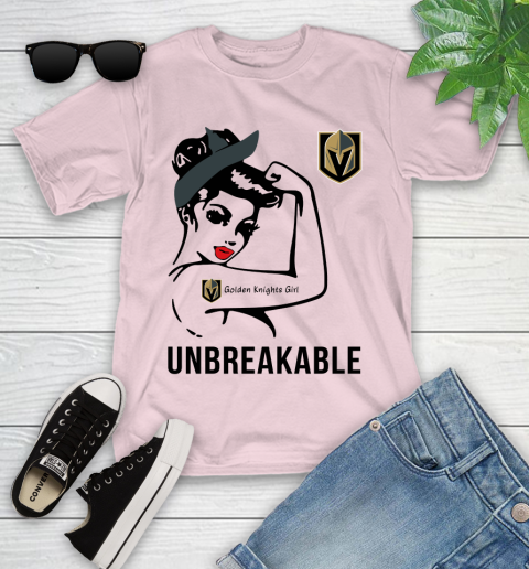 NHL Vegas Golden Knights Girl Unbreakable Hockey Sports Youth T-Shirt 7