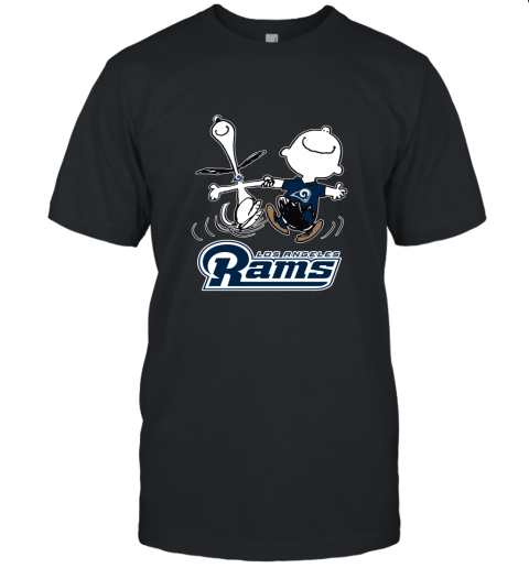 Snoopy And Charlie Brown Happy Los Angeles Rams Fans Unisex Jersey Tee