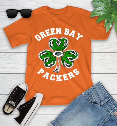 NFL Green Bay Packers Three Leaf Clover St Patrick's Day Football Sports Youth T-Shirt 9