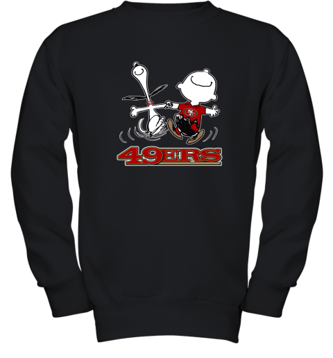 Snoopy And Charlie Brown Happy San Francisco 49ers Fans Youth Sweatshirt
