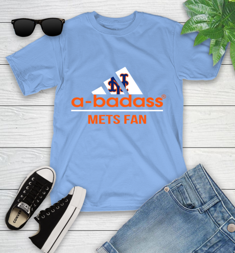 MLB A Badass New York Mets Fan Adidas Baseball Sports Youth T-Shirt 15