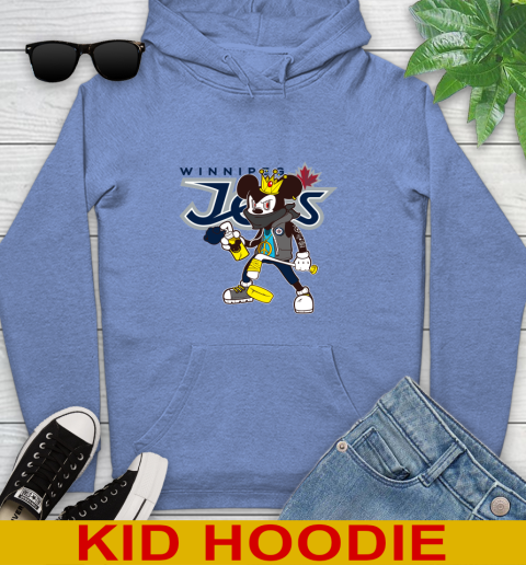 Winnipeg Jets NHL Hockey Mickey Peace Sign Sports Youth Hoodie 12