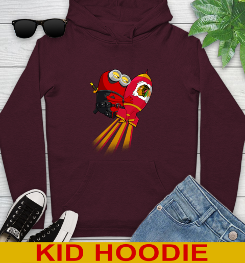 NHL Hockey Chicago Blackhawks Deadpool Minion Marvel Shirt Youth Hoodie - Image 8