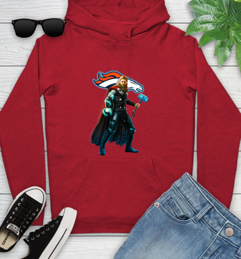 NFL Thor Avengers Endgame Football Denver Broncos Youth Hoodie 11