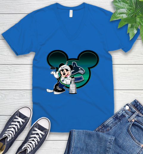 NHL Vancouver Canucks Stanley Cup Mickey Mouse Disney Hockey T Shirt V-Neck T-Shirt 6