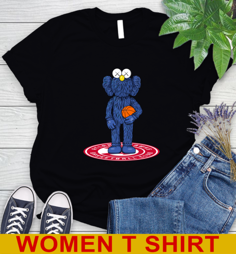 NBA Basketball Atlanta Hawks Kaws Bff Blue Figure Shirt Women's T-Shirt 3 NBA Basketball Atlanta Hawks Kaws Bff Blue Figure Shirt Women's T-Shirt - Image 3