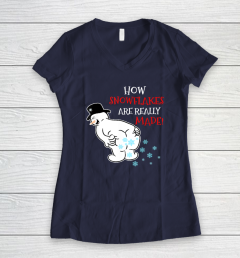 Funny Snowman How Snowflake Are Really Made Christmas Cutome Women's V-Neck T-Shirt 7