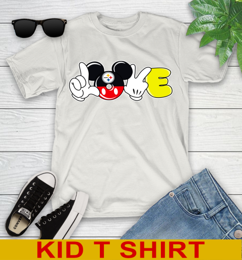Pittsburgh Steelers NFL Football Love Mickey Disney Sports Youth T-Shirt 12
