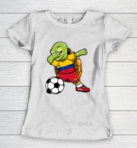Dabbing Turtle Venezuela Soccer Fans Jersey Flag Football Women's T-Shirt