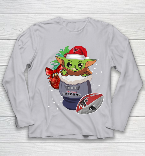 Atlanta Falcons Christmas Baby Yoda Star Wars Funny Happy NFL Youth Long Sleeve 5