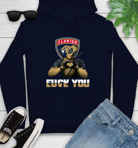 NHL Florida Panthers Deadpool Love You Fuck You Hockey Sports Youth Hoodie 3