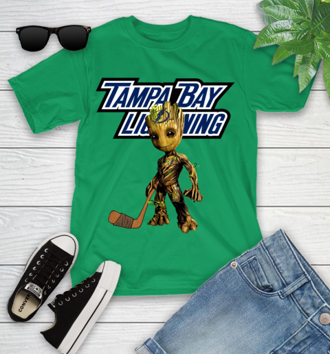Tampa Bay Lightning NHL Hockey Groot Marvel Guardians Of The Galaxy Youth T-Shirt 6