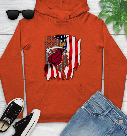 Miami Heat NBA Basketball American Flag Youth Hoodie 4