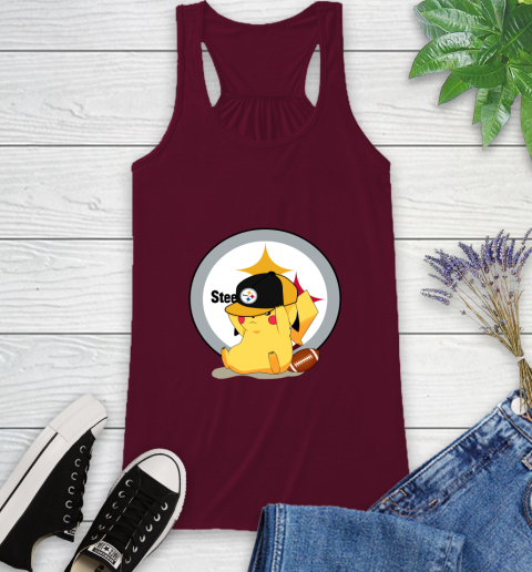 NFL Pikachu Football Sports Pittsburgh Steelers Racerback Tank 3
