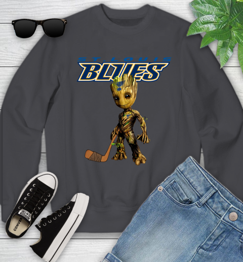 St.Louis Blues NHL Hockey Groot Marvel Guardians Of The Galaxy Youth Sweatshirt 6