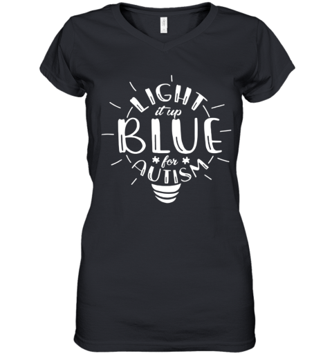 Blue For Autism World Awareness Women's V-Neck T-Shirt