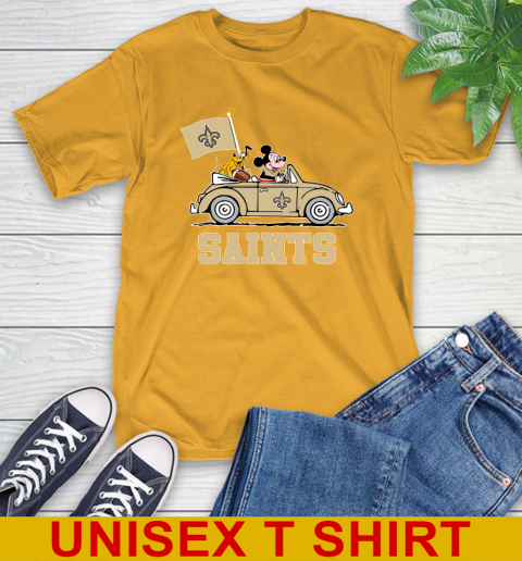 NFL Football New Orleans Saints Pluto Mickey Driving Disney Shirt T-Shirt 3