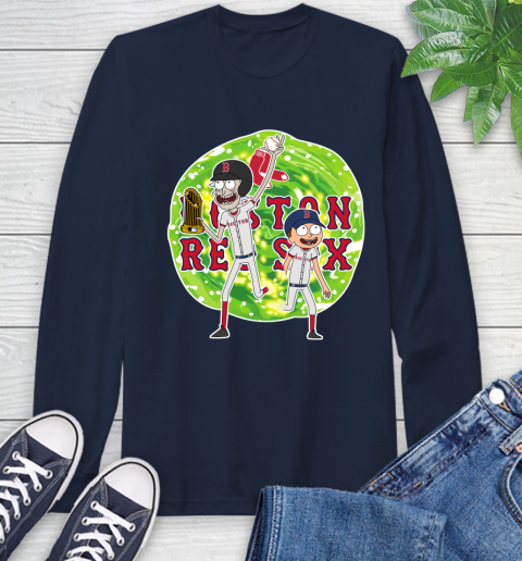 MLB Boston Red Sox Rick And Morty Commissioner's Trophy Baseball Sports Long Sleeve T-Shirt 4