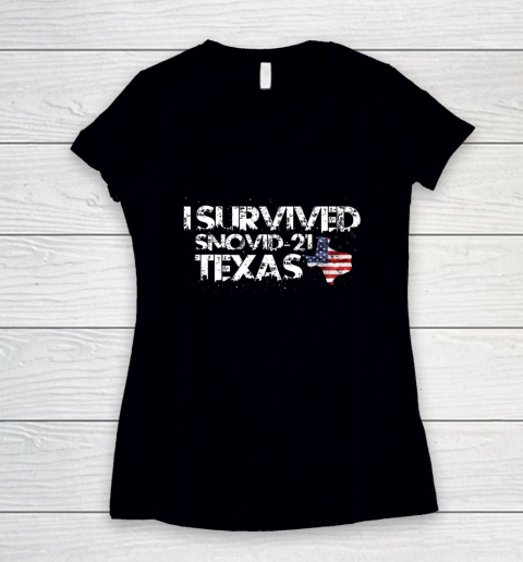 I Survived Snovid 21 Texas Women's V-Neck T-Shirt
