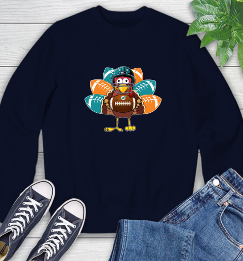 Miami Dolphins Turkey Thanksgiving Day Sweatshirt 3