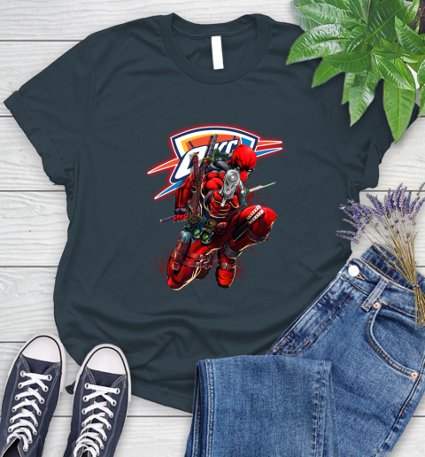 NBA Deadpool Marvel Comics Sports Basketball Oklahoma City Thunder Women's T-Shirt 8