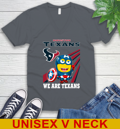 NFL Football Houston Texans Captain America Marvel Avengers Minion Shirt V-Neck T-Shirt 4