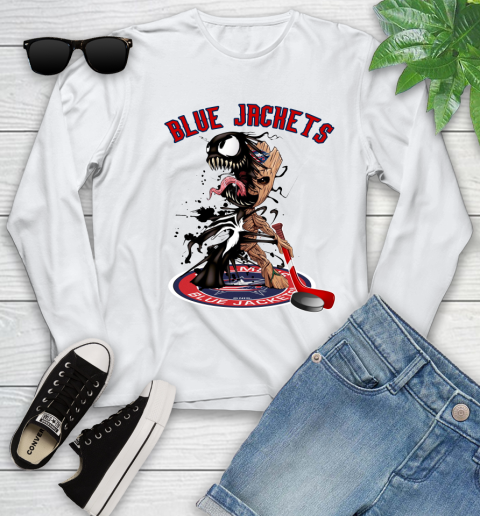 NHL Columbus Blue Jackets Hockey Venom Groot Guardians Of The Galaxy Youth Long Sleeve