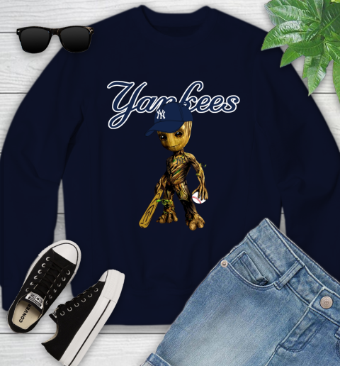 MLB New York Yankees Groot Guardians Of The Galaxy Baseball Youth Sweatshirt 3