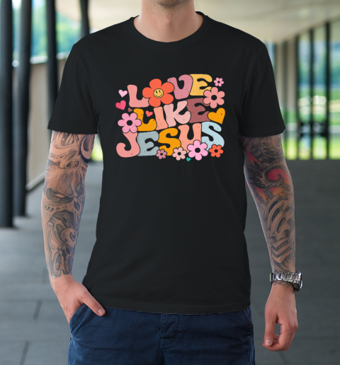 Love Like Jesus Christian Bible Verse Trendy Floral Heart T-Shirt