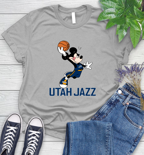 NBA Basketball Utah Jazz Cheerful Mickey Mouse Shirt Women's T-Shirt 5