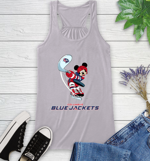 NHL Hockey Columbus Blue Jackets Cheerful Mickey Mouse Shirt Racerback Tank 5
