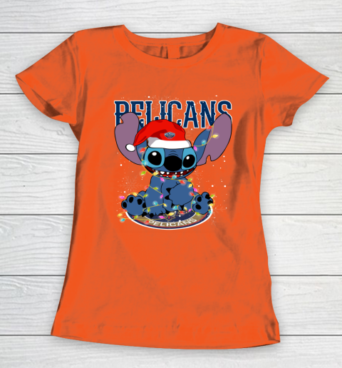 New Orleans Pelicans NBA noel stitch Basketball Christmas Women's T-Shirt 2