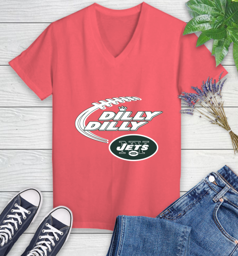 NFL New York Jets Dilly Dilly Football Sports Women's V-Neck T-Shirt 6