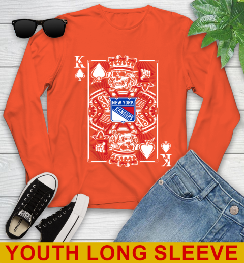New York Rangers NHL Hockey The King Of Spades Death Cards Shirt Youth Long Sleeve 3