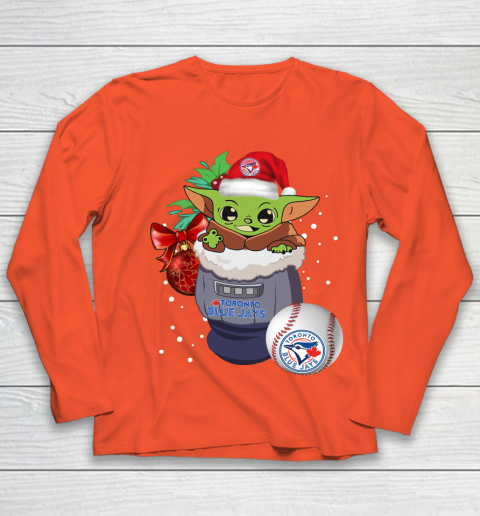 Toronto Blue Jays Christmas Baby Yoda Star Wars Funny Happy MLB Youth Long Sleeve 4