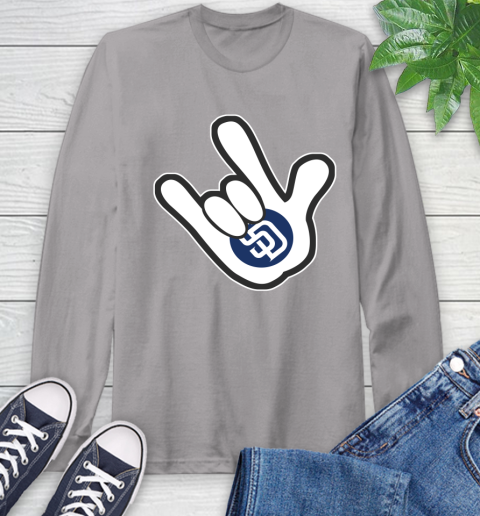 San Diego Padres MLB Baseball Mickey Rock Hand Disney Long Sleeve T-Shirt 6
