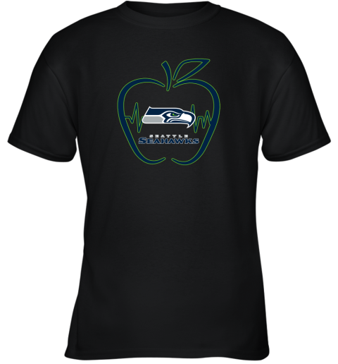 Apple Heartbeat Teacher Symbol Seattle Seahawks Youth T-Shirt
